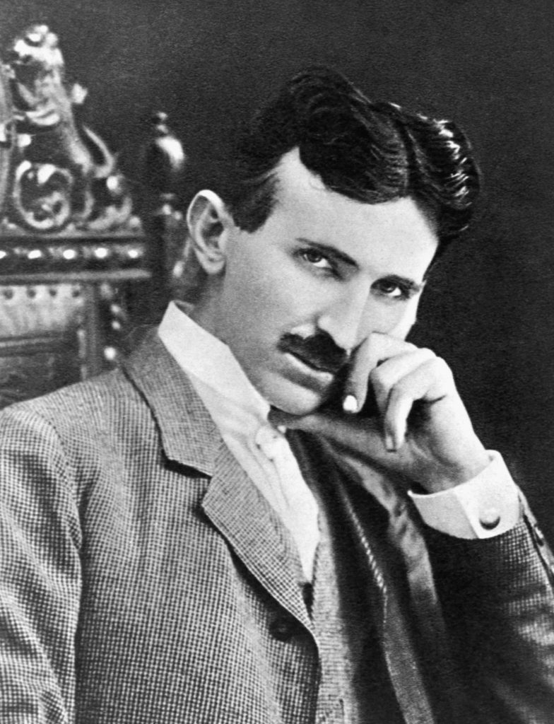 Nikola Tesla (1857-1943) American inventor. Photograph, 1915. 