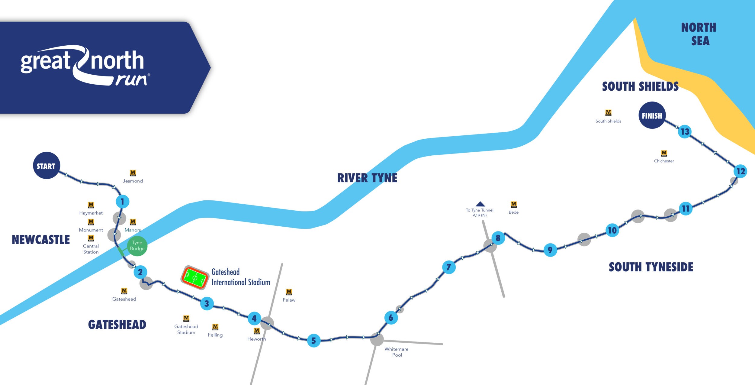 Great North Run Course Map 2022