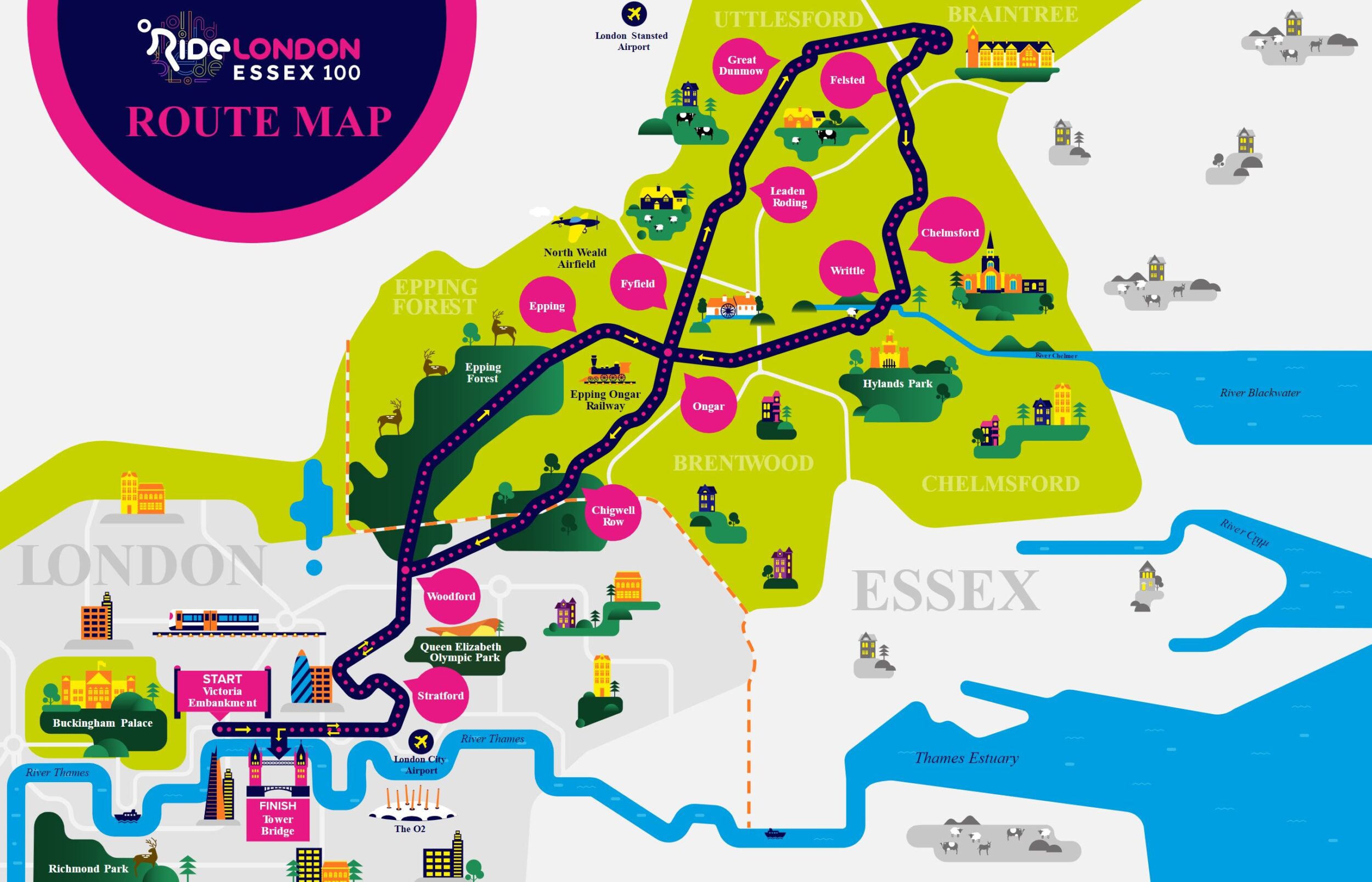 Ride 100 Route - London Essex (2022)