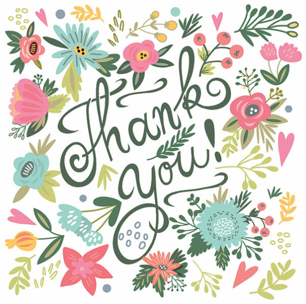 Thank you with pastel flowers