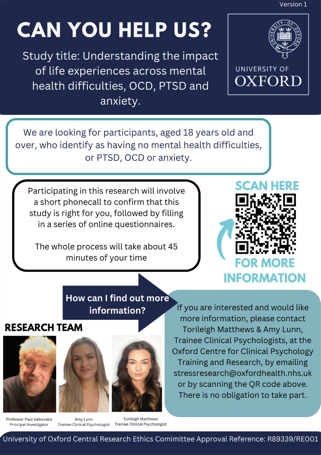Research opportunity: Understanding the impact of life experiences ...