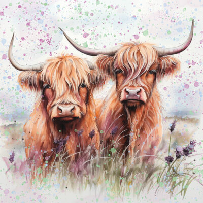 Watercolour Highland Cows